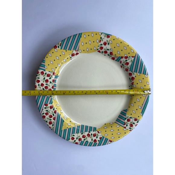 Gien France B.G Vintage 91-93 Rare Patchwork Dinner Plates - Picture 3 of 4